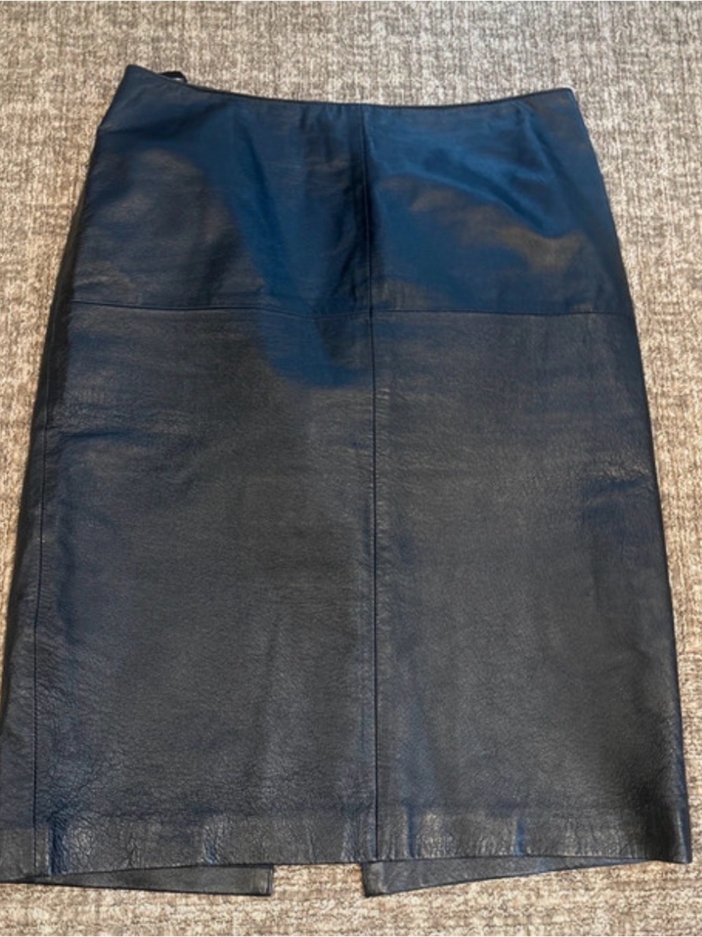 Newport News Black Leather Pencil Skirt